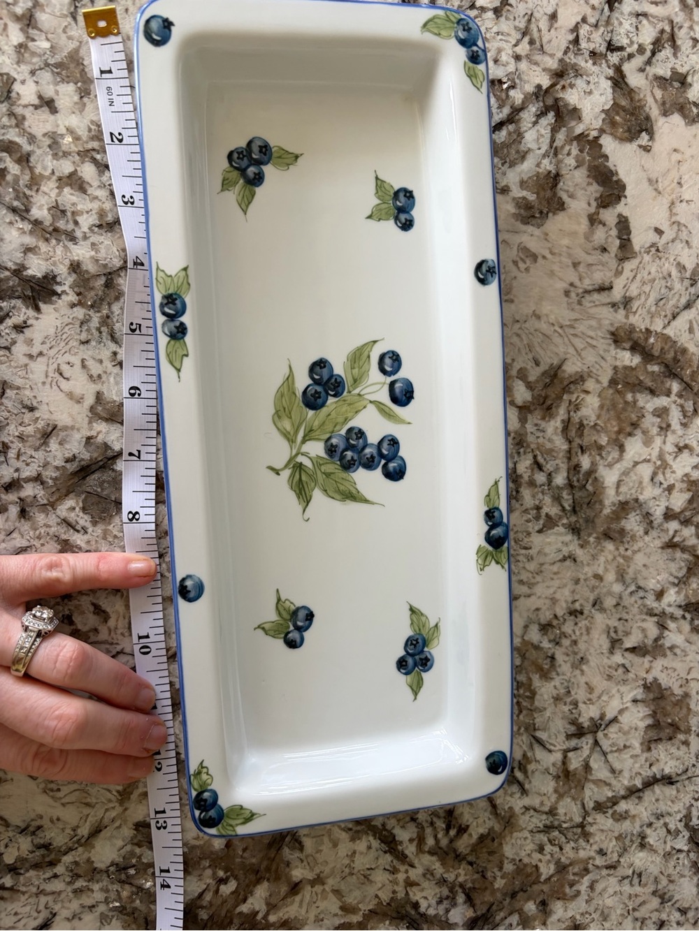 Andrea by Charles Sadek Import Co "Blueberry" Rectangular Ceramic Tray 18407 - Picture 3 of 7